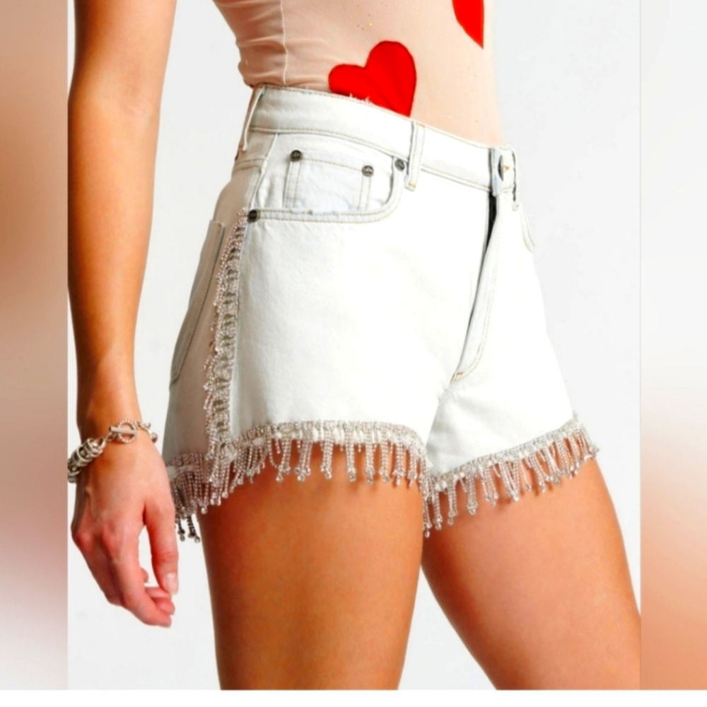 One Teaspoon, Razzle Dazzle Truckers Mid Waist Shorts,Bel Air Blue, Size 29, NWT